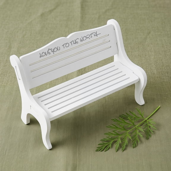 Worgeous Miniature White Bench Dollhouse Furniture Outdoor Garden Chairs for Decor