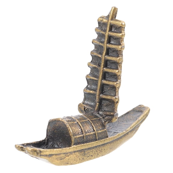 Worgeous Miniature Sailboat Model Retro Mini Boat Figurine for Miniature Beach Accessory Chinese Style Miniature Decor Landscaping Ornament
