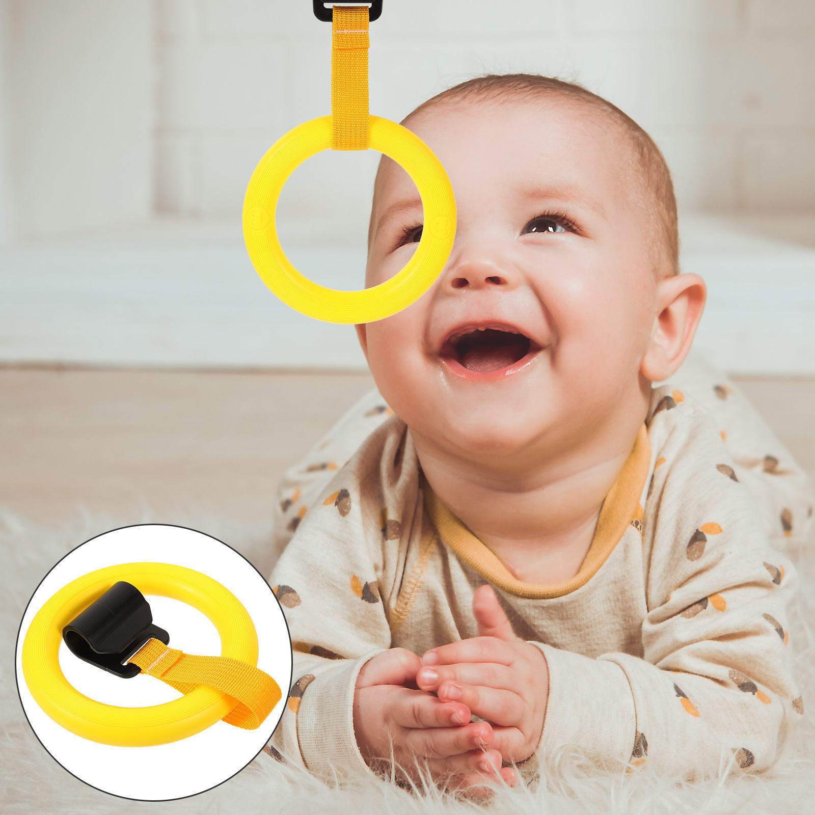 Worgeous  Mobile Arm for Baby Pull up Bed Hanging Beds Cot Child Yellow