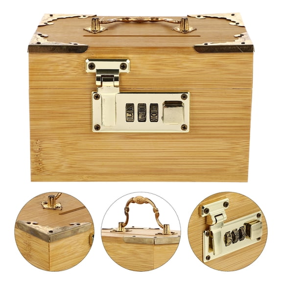Worgeous  Money Box with Lock Storage Case Saving Retro Decor Vintage Home Kids Gifts Baby Child