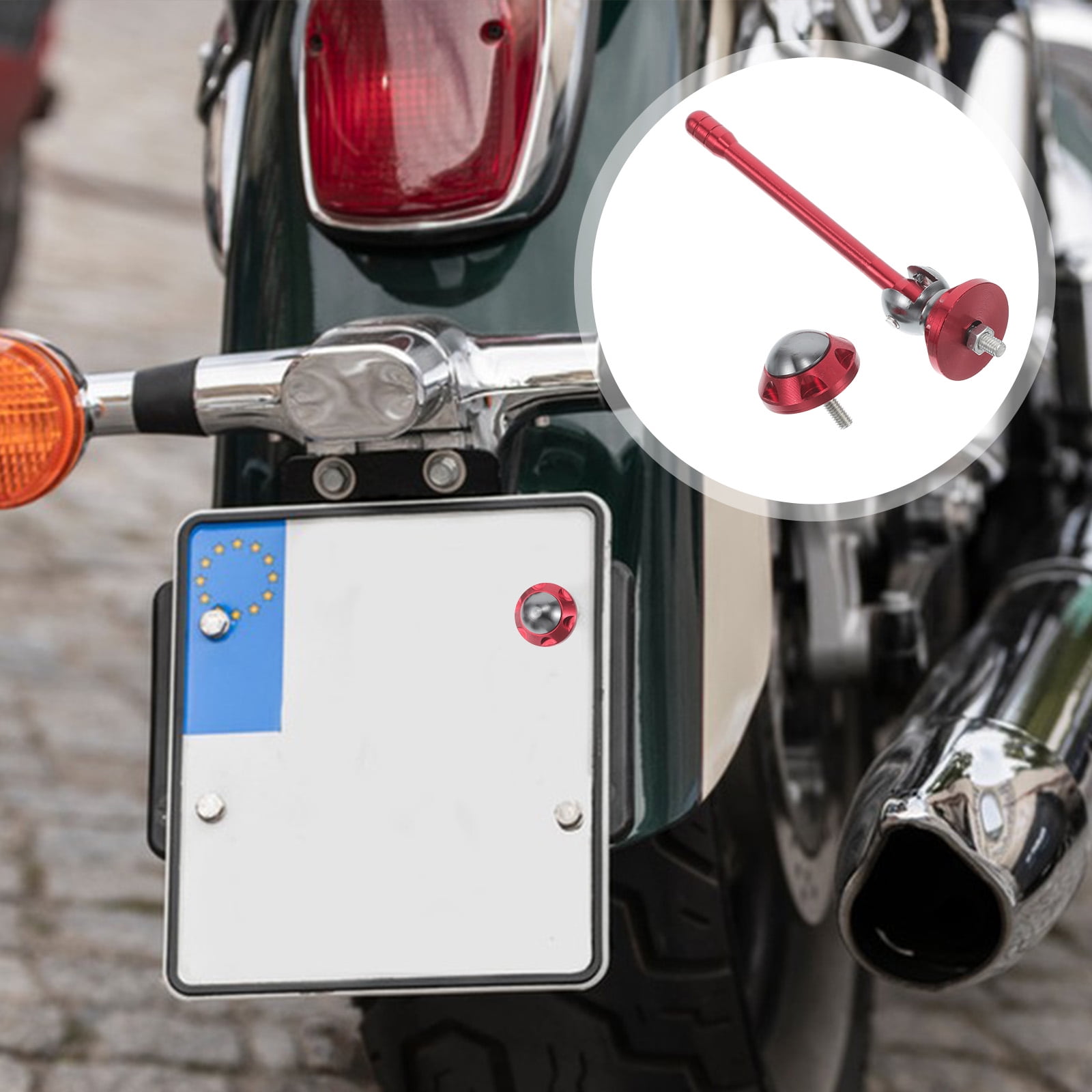 Worgeous Motorcycle Decorative Antenna License Plate Frame Aluminum Alloy Red for Car Use Enhanced Safety