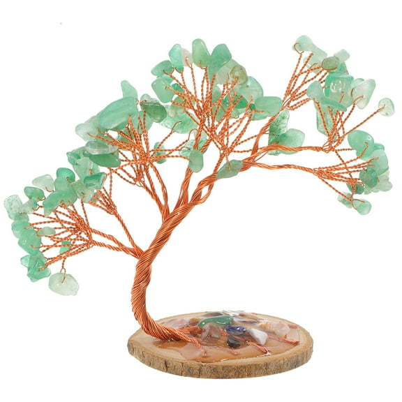 Worgeous Natural Green Aventurine Crystal Tree Raw Healing Crystals Fluorite Base Bonsai Money Tree For Home Office Table Decor Wealth And Luck