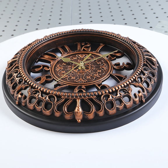 COSMOBETTY Decorative Clocks For Walls Large Wall Clocks 1Pack Dark Brown Round PVC