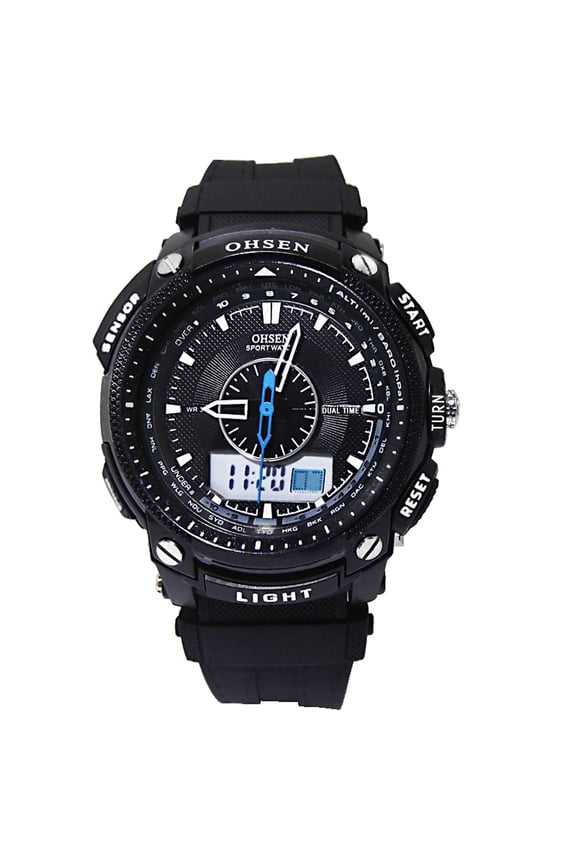 AD1209 Waterproof Men's Dual Time Sports Digital Quartz Wrist Watch with Date /Alarm /Stopwatch (Black)