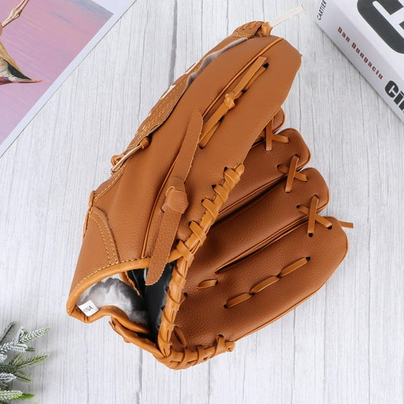 Worgeous Orange PVC Baseball Left Hand Glove with Cushioned Palm Pad and Adjustable Strap 10.5 inch