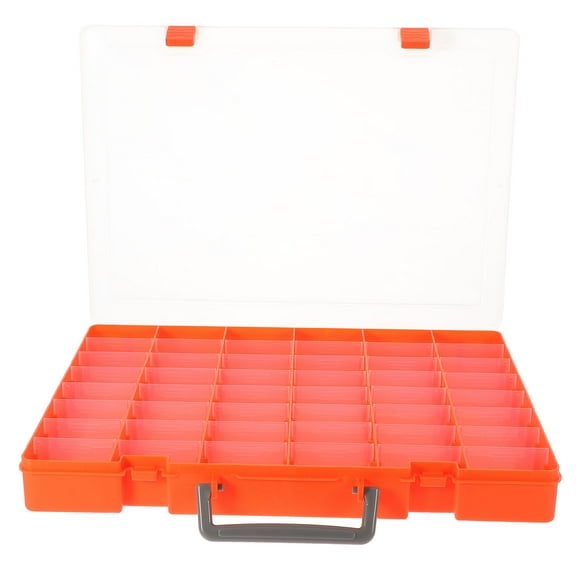 Worgeous Orange Portable Organizer Box for USB Cards with 48 Compartments Lightweight Durable PP Material