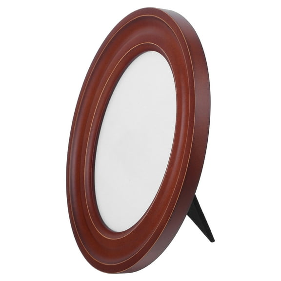 Creative Wood Picture Frame for DIY Brown Oval Shape Easy Photo Replacement Set of 2 5 to 7 inches