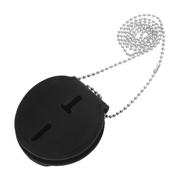 Worgeous PU ID Badge Holder with Chain Universal Badge Holder for Office and Law Enforcement Oval Shape ID Badge Holder PU Badge Holder with Stationary Clip