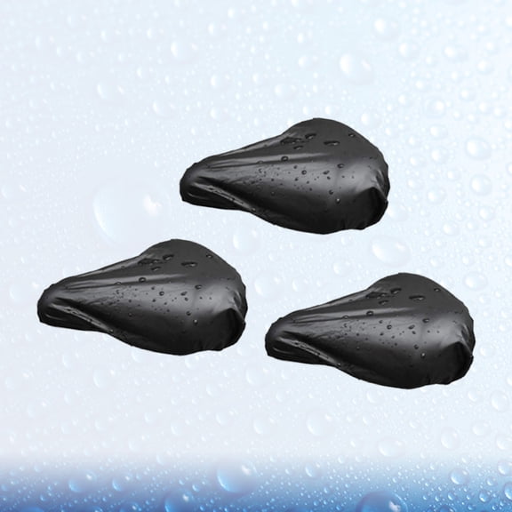 Worgeous PVC Waterproof Bike Saddle Cover for Rainy Days Keeps Seat Dry and Clean 3 Pcs Size L Black