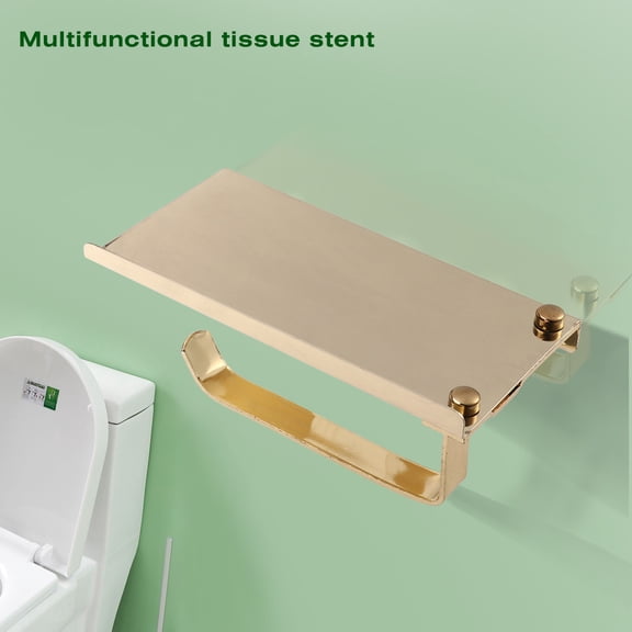 Worgeous  Paper Bathroom Stainless Steel Towel Holder Home Tissue Toilet with Phone Shelf