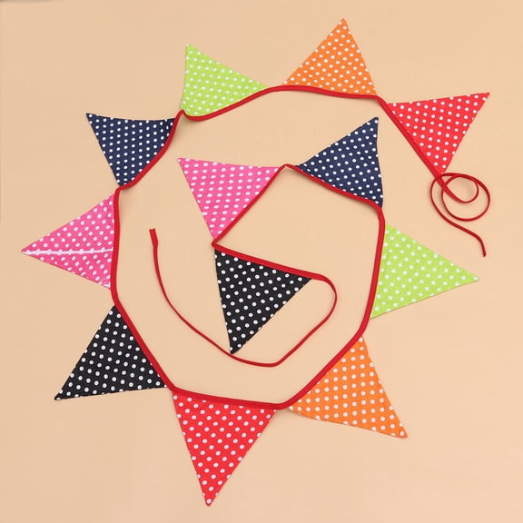 Worgeous Pennant Flags Banner White Dots Multicolored Bunting Garland 12 Triangle Flags Decoration for Wedding Birthday Baby Shower Prom Anniversary