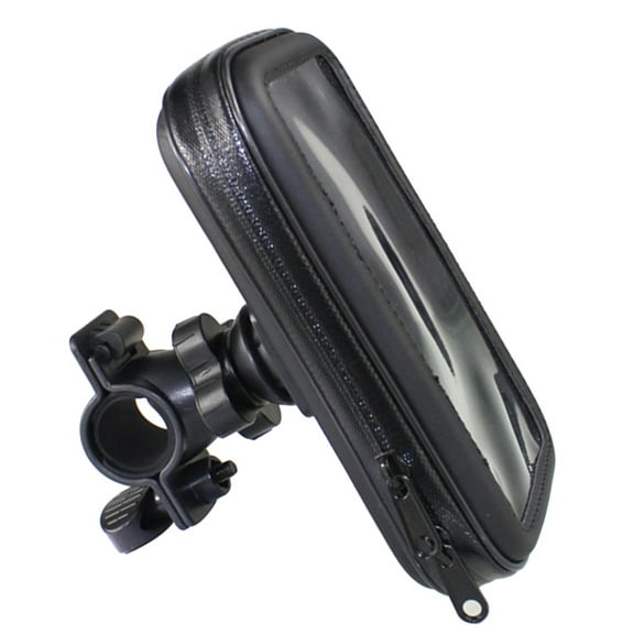 CIMAXIC motorcycle cellphone holder Bike Phone Mount Holder Pouch PU Leather Black 1 Set