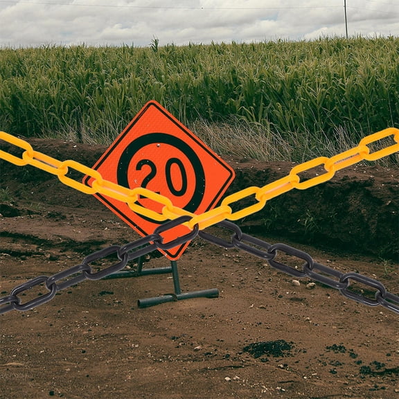 FONDOTIN Plastic Barrier Chain Orange and Black, 1 Set Safety Chain for Outdoor and Indoor Use