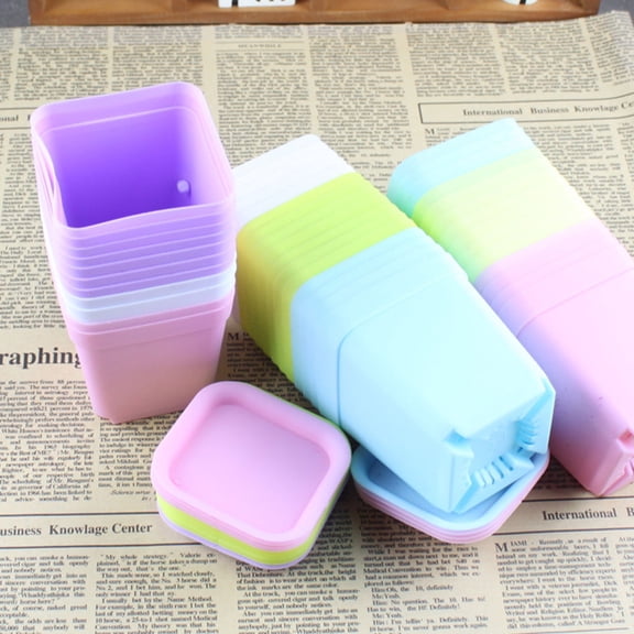 Worgeous Plastic Flower Pot with Holes for Drainage Perfect for Plants and Crafts Assorted Color 12pcs Square Mini Pots with Trays