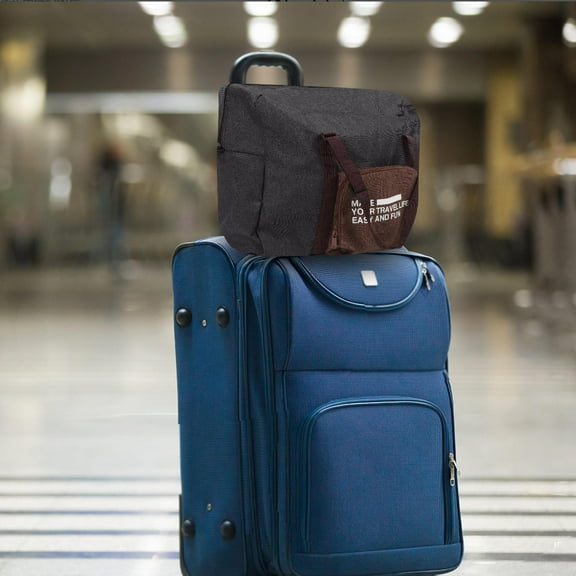 Worgeous Portable Canvas Travel Duffel Bag Luggage Tote Foldable Trolley Pouch for Overnight Business (Black)