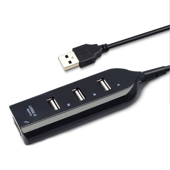 Worgeous Portable High USB 2.0 Data Expansion Hub USB Splitter for XP/ Vista 7 8 10 Laptop PC Computer (Black)