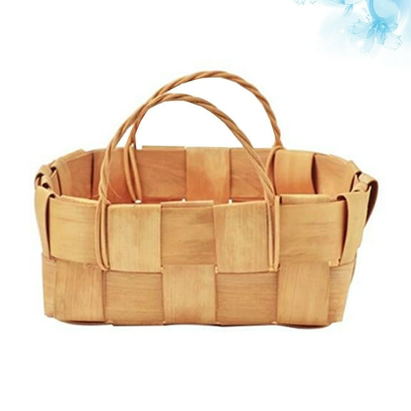 RENACLIPY Small Khaki Woven Wooden Basket, Portable Fruit Holder for Kitchen Storage, Home Decor, and Everyday Organization