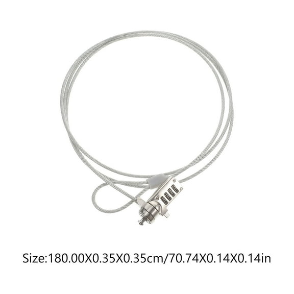 Worgeous Portable Laptop Lock with Resettable Code for Security 4Digit Combination Zinc Alloy Steel Cable 1.8m Silver
