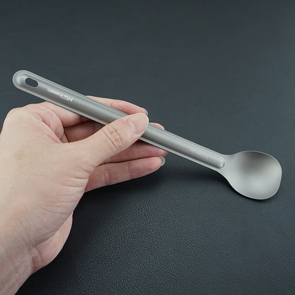 Worgeous Portable Titanium Spoon 1Pack Silver for Camping Utensil 8.5x1.5x0.5in