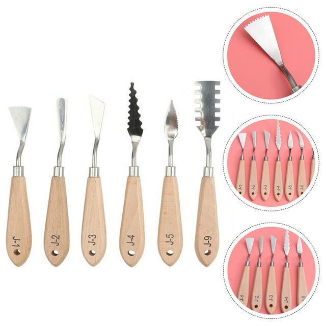 Worgeous Professional Oil Painting Spatulas with Smooth Wooden Handles for Art Painting 6 Pieces