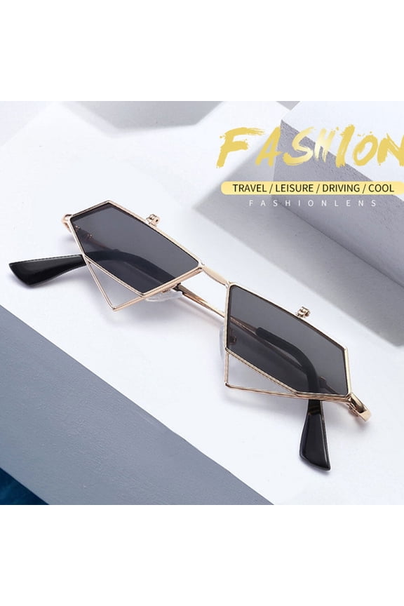 Punk Style Eyeglasses Eyewear Cat Eye Shaped Shades Fashion Sun Glasses Grey (Golden Frame)