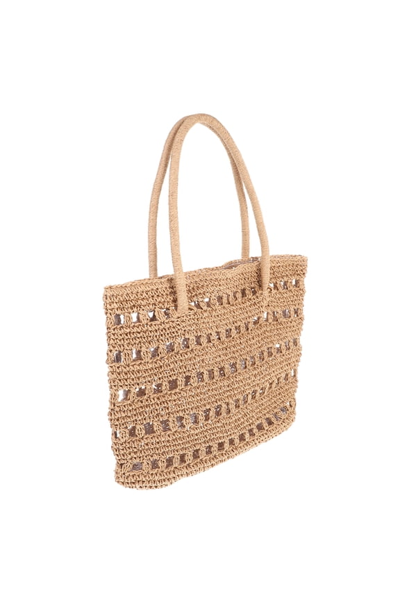 Women's Beach Bag Hand Woven Paper Rope Mesh Purses