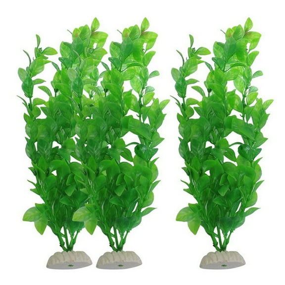 Worgeous Realistic Green Plastic Aquarium Plants for Fish Tank Decoration Suitable for Fresh and Salt Water 3Pcs