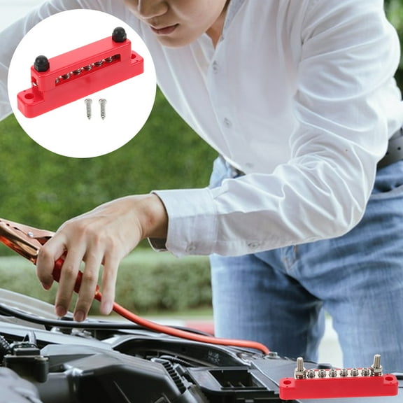 Worgeous Red Automotive Terminal Block Junction Post for Replacement Copper Plated Nickel PC Copper