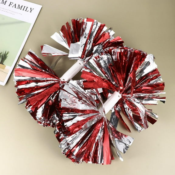 Worgeous Red Cheerleader Pom Poms with Handle Made of Lightweight PET for Cheering Sports Events 2 Pieces