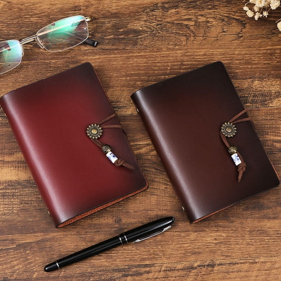 Worgeous Red Leather Journal with Refillable Loose Leaf Paper for Office Use, Size