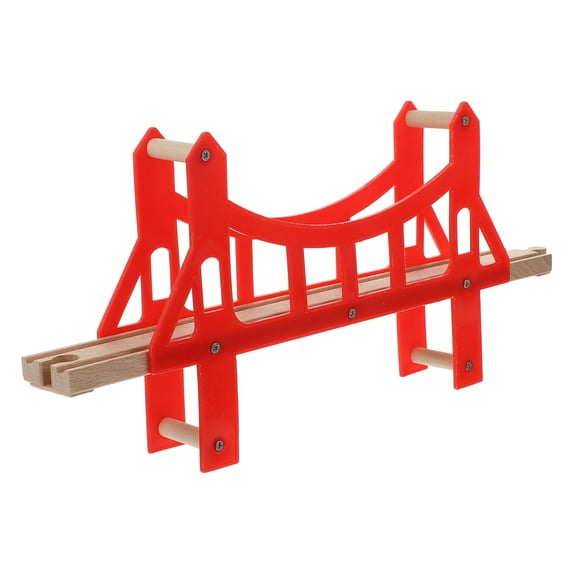 Worgeous Bridge Toys Wooden Trains Bridge Toy Red 1Pcs 14X6.5in