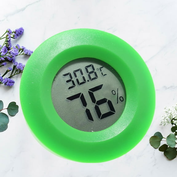 Worgeous Reptile Box Thermometer Hygrometer Digital Temperature Humidity Meter Round Shaped for Indoor Bedroom Home Green