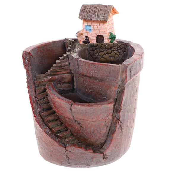 SWETRACE Flower Pot Resin Small House Shape Friends Home Decoration 1Pcs 4.7x3.5x3.5in