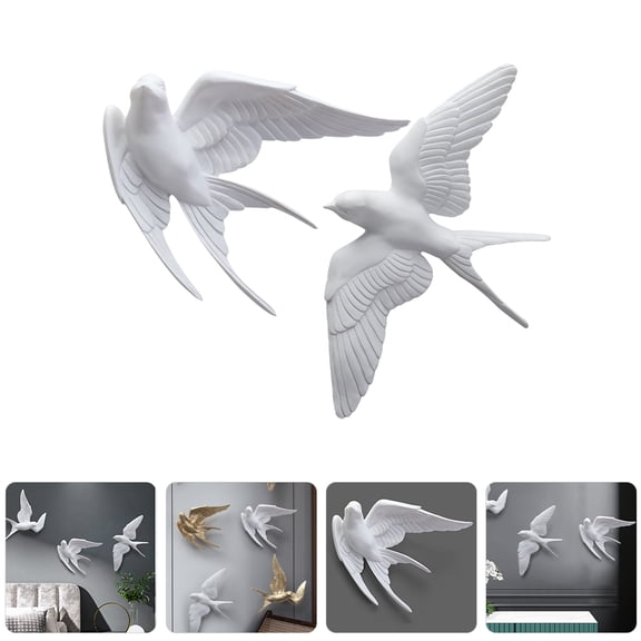 Worgeous Swallow Wall Decoration White Resin 2Pcs 11.8x7.1x1In