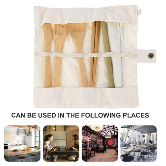 Worgeous Reusable Bamboo Tableware Set Convenient for Home Use Beige Color 1 Set