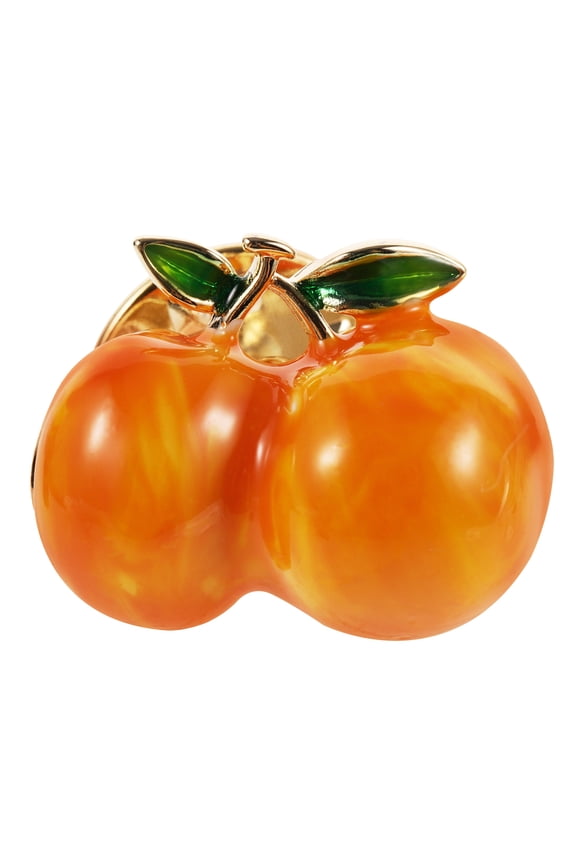 Decorative Peach Brooch Pin Orange Enamel Clip for Cardigans Sweaters and Shawls