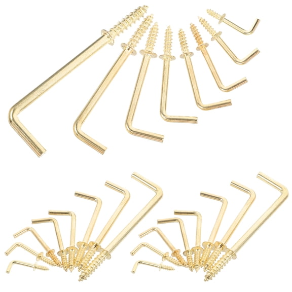Worgeous Right Angle Screw Hook Screws Utensils Clothes Hangers Golden