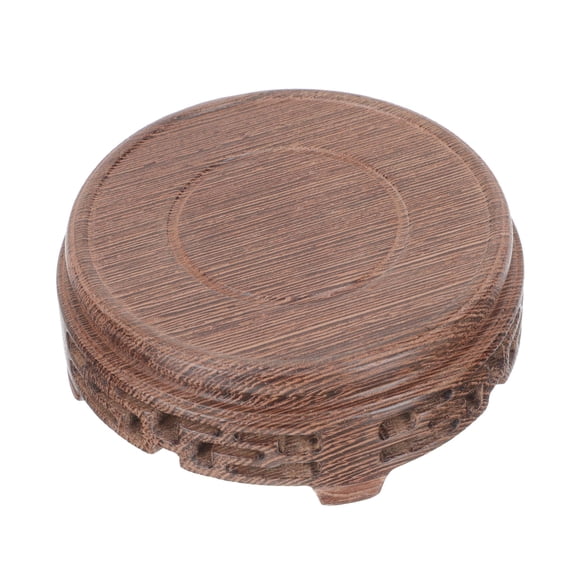 Worgeous Round Flowerpot Stand Teaware Display Base Wood Tea Cups Base Wood Round Tray