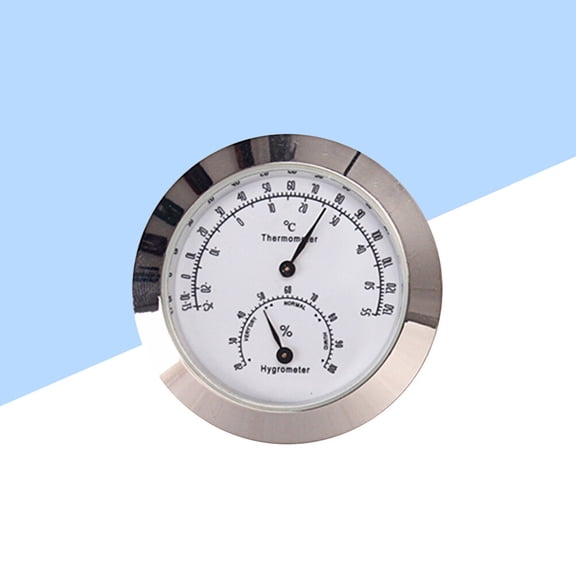Worgeous Round Violin Musical Instrument Hygrometer Humidity Temperature Gauge Silver
