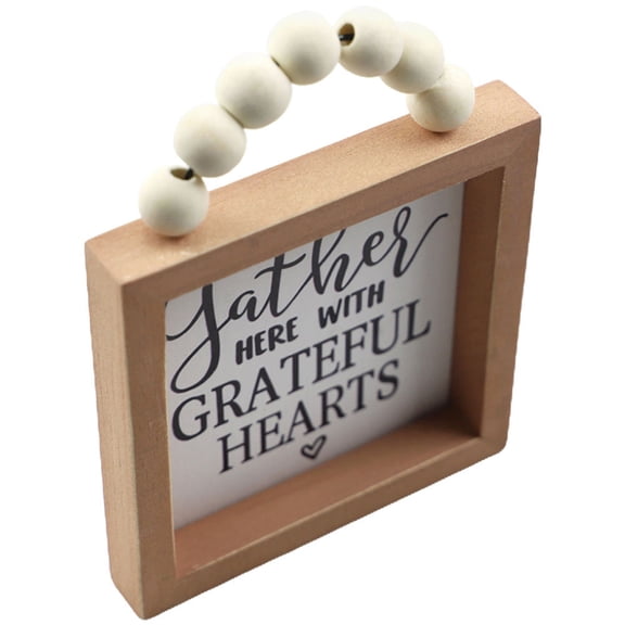 Worgeous Rustic Wall Hanging Sign with Wood Bead String for Decoration Grey Plastic 1 Piece