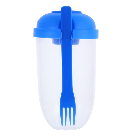 Worgeous Salad Shaker Cup With Fork Portable Breakfast Lunch Snacks Mason Jar Container Leak-Proof Vegetable And Fruit Salad Dressing Jar Food Dressing Cup Blue