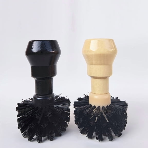 WHAMVOX Coffee Machine Cleaning Brush with Soft Bristles for Kitchen Use Wooden and Nylon Material Black Color Fits 58mm Portafilters