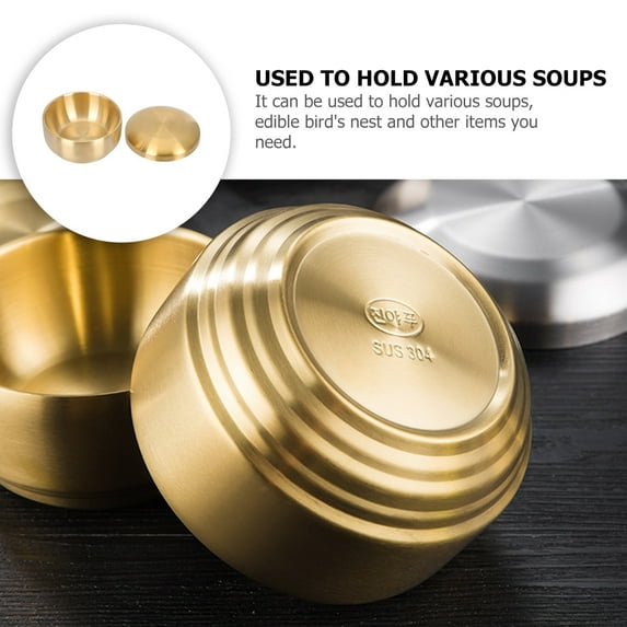 Worgeous Rice Bowl Golden Stainless Steel 1 Set 4.3x4.1x2.6in