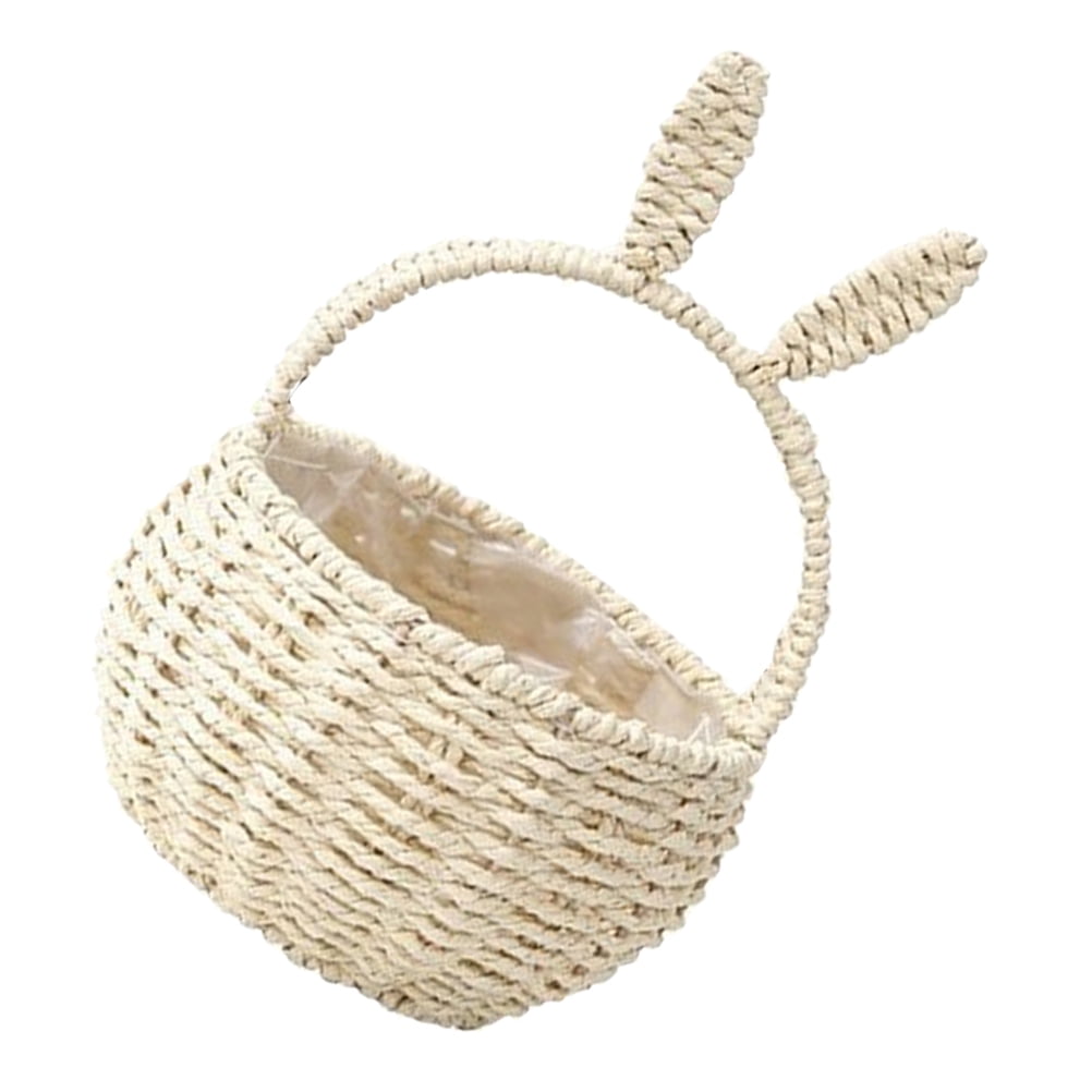 SEWCHICS Adorable Bunny Flower Basket Beige 1Set Perfect For Easter Egg Collecting
