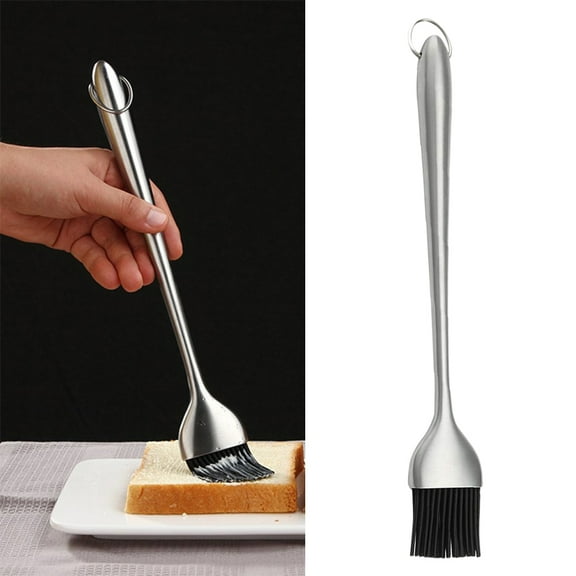 CIMAXIC bbq sauce brush Silicone Brush Silver Barbecue Enthusiasts Grilling 1Pack 12.6*1.6*0.4in