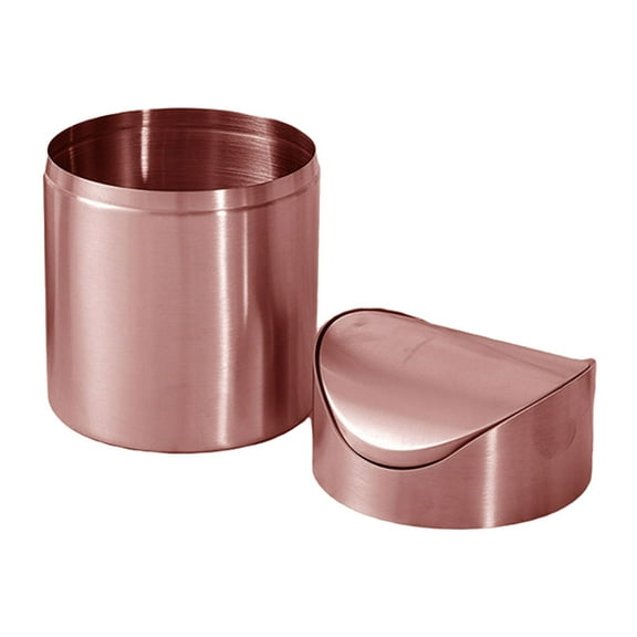 Worgeous Small Table Trash Can With Press Lid Mini Waste Container For Desk Office Bedroom Kitchen Rubbish Bin Rose Gold