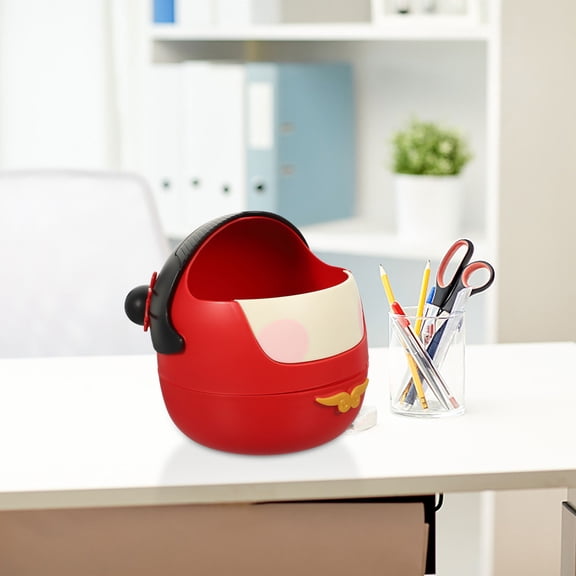 COSMOBETTY Cute Trashcan Red Plastic For Living Room 1Pack 6.9In X 6.1In X 6.1In