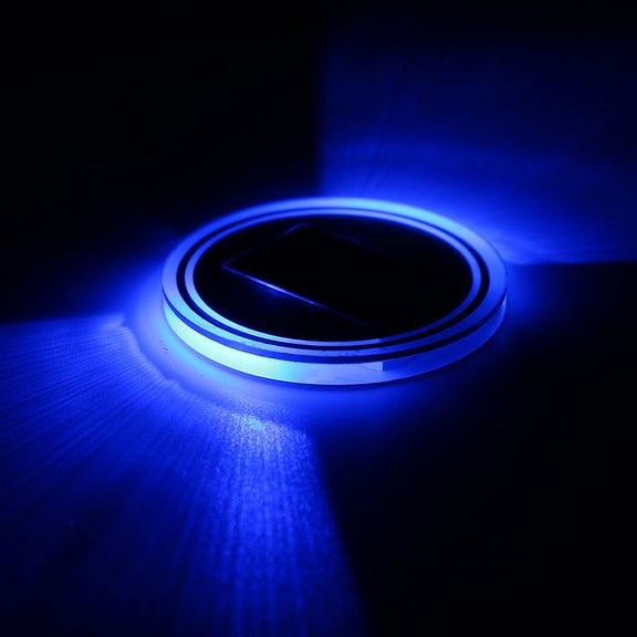 RENACLIPY Solar Powered LED Light Car Cup Holder Mat Pad with Acrylic Drink Bottle , , 1 Piece