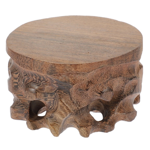 Raindrops Decorative Vase Base Wooden Display Base Light Brown Wood 1 Pair