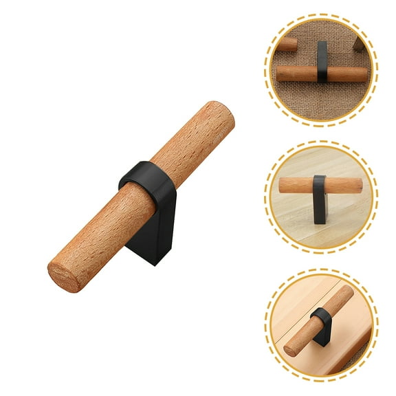 Worgeous Solid Wood Handle Doorknob Drawer Pulls Handles Kitchen Cabinets Black